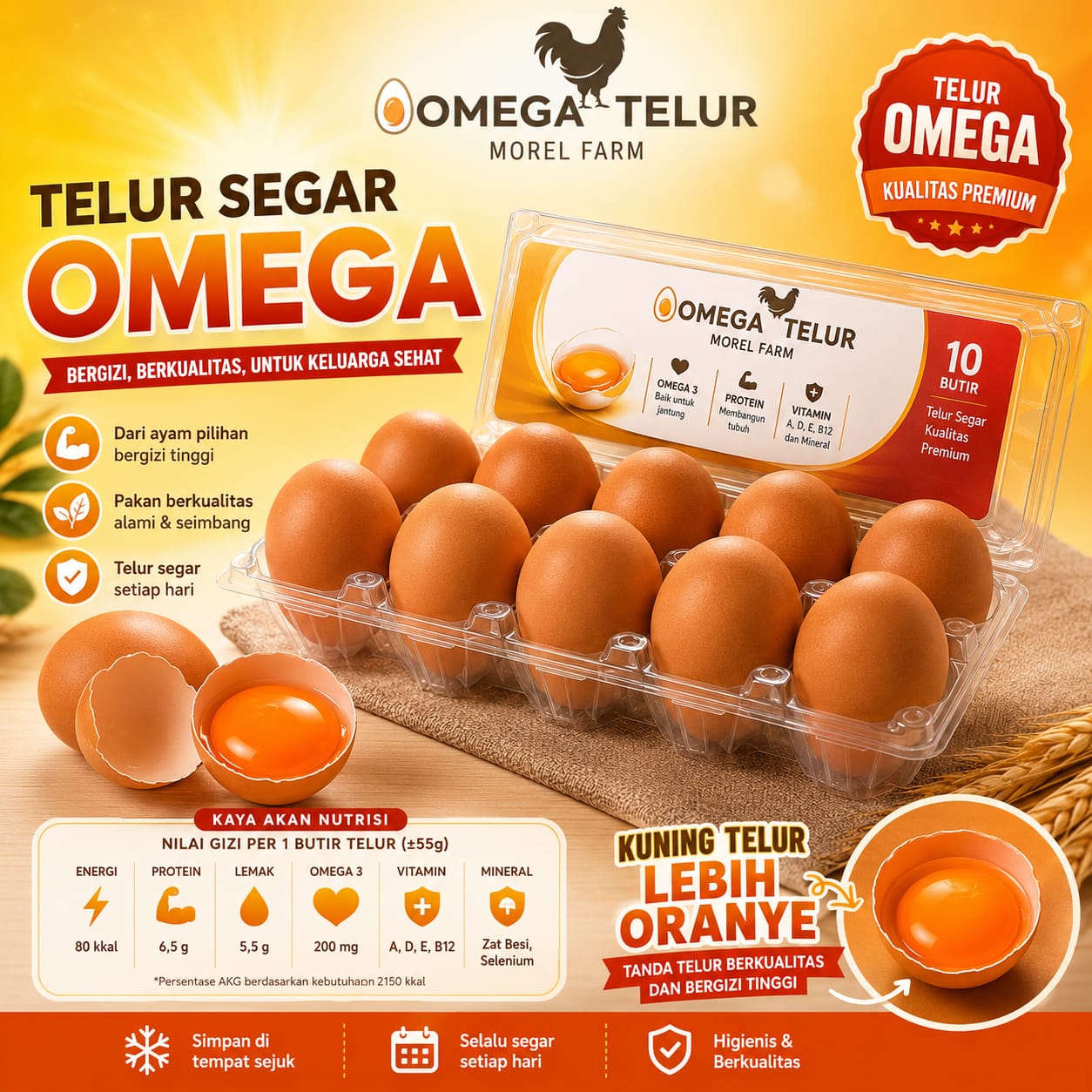 Telur Omega Premium — Mika 10 Butir — jual telur omega Bekasi